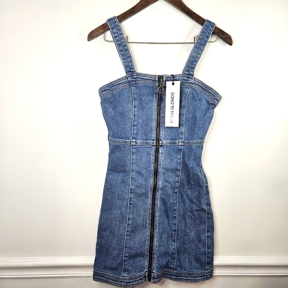 NEON BLONDE Jean Mini Dress - Picture 2 of 7